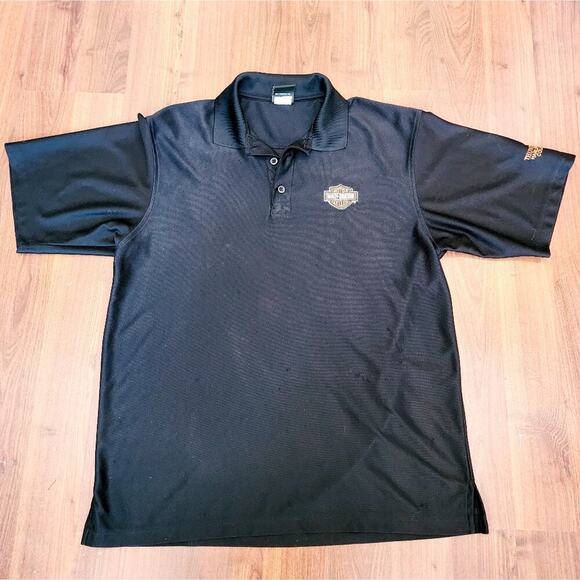 HARLEY DAVIDSON BLACK/ORANGE POLO SHORT SLEEVE SHIRT SIZE LARGE - Picture 6 of 8